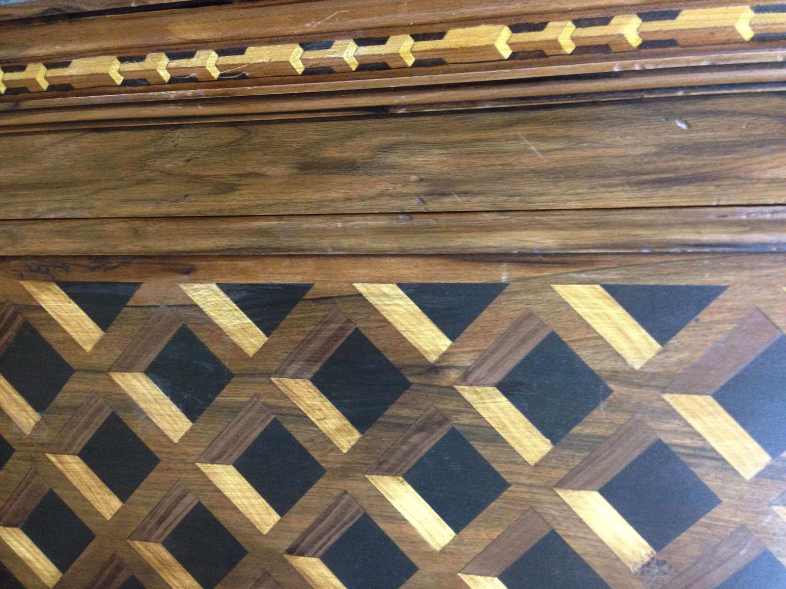 Faux-marquetry close-up